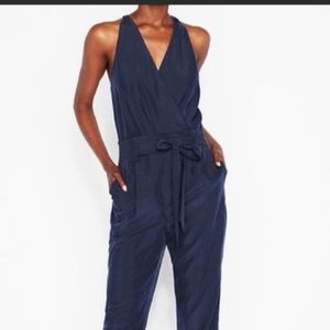 Express belted jumpsuit in navy